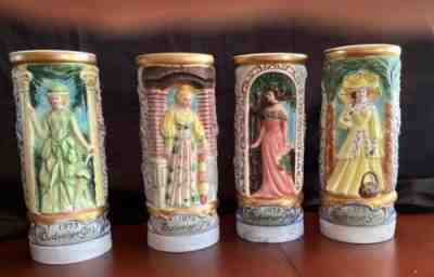 1973 ITALIAN BUD GIRLS COMMEMORATIVE BUDWEISER 4 STEIN SET