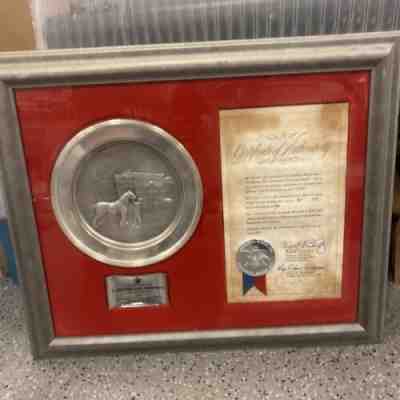 1972 Anheuser-Busch Framed â??Americana Seriesâ? Sterling Silver Plate and Coin