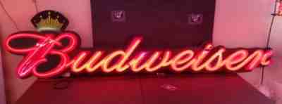 HUGE Budweiser Marquis Neon Sign 8'x2' *RARE WORKING 8 FEET LONG * WILL SHIP!