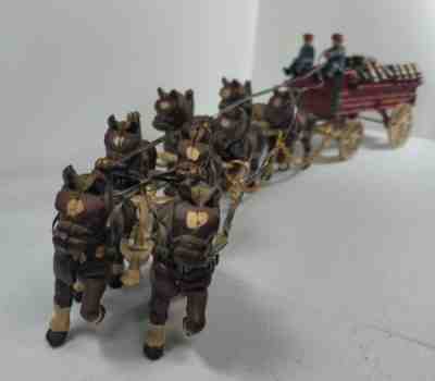 Cast Iron Budweiser Clydesdale Horse Drawn Wagon with 21 Barrels