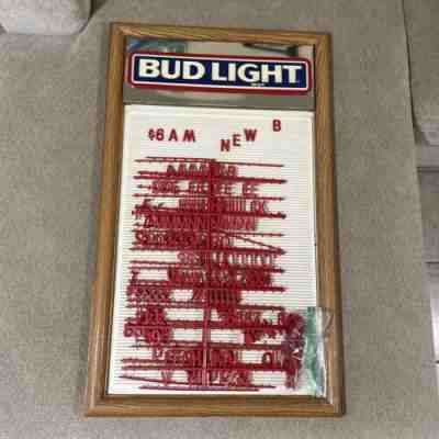 1987 Vtg MIRRORED BUD LIGHT MENU MESSAGE BOARD W/ New Lettering Plus Extra Used!