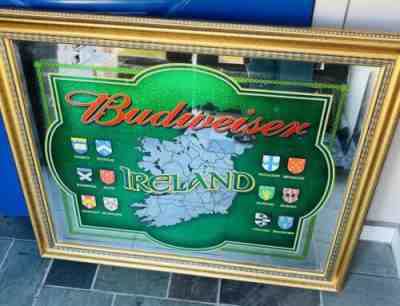 ï¿¼BUDWEISER â??MAP OF IRELANDâ? MIRROR. VTG MINT CONDITION 2002. 37x31 RARE.