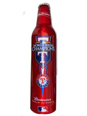 2010 Budweiser World Series Champions Texas Rangers Aluminum Bottle SF Giants