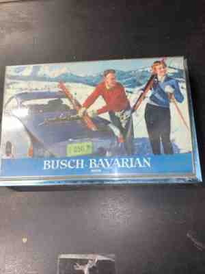 1959 Busch Bavarian Beer Light Sign Snow Skiing car Kharman Ghia