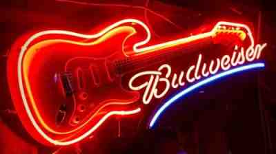 2006 Budweiser Aria Stratocaster Electric Guitar w/whammy Bar Neon Beer Sign