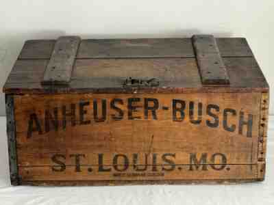 Orig Antique Anheuser Busch 1918 Wooden Beer Carrier Crate Box Bevo Prohibition