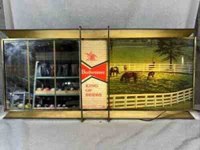 BUDWEISER KING OF BEERS CLYDESDALES LIGHT UP MIRROR SIGN 12 ?x26 ?