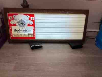 VINTAGE BUDWEISER BEER LIGHTED SIGN w/ Menu Board & CLOCK 1970's Working