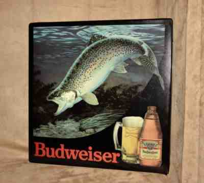 Rare Budweiser Rainbow Trout Lighted Beer Sign - 1985 - Bar Find! - Works Great!