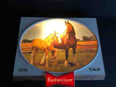 Rare 1959 Budweiser On Tap Lighted Sign Clydesdale Horse Theme..Very Nice Light