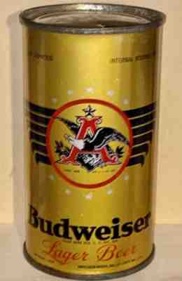 BUDWEISER FLAT TOP BEER CAN ST. LOUIS, MO. ANHEUSER BUSCH OI, (1936), IRTP