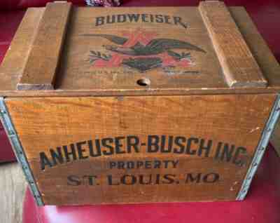 Vintage Budweiser Wooden Crate Box Centennial 1876-1976 Anheuser Busch Bud Beer