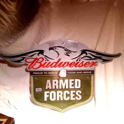 BUDWEISER Busch BEER Anheuser MILITARY USO Advertising SIGN Armed FORCES 2011 Do