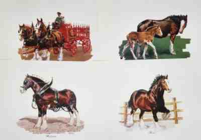 Budweiser Clydesdales Collectors Prints by Guy Coheleach 4 14X11 Vintage Prints