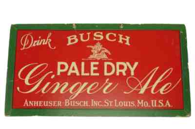 Antique 1910s Anheuser Busch Beer Pale Dry Ginger Ale Cardboard Advertising Sign