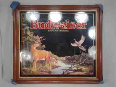 1994 Budweiser King Of Beers Whitetail Deer Buck Pheasant Bar Mirror 34