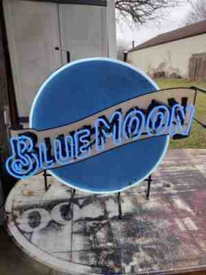 Vintage Blue Moon Beer Neon Sign Light Up 50s Design Bar Tavern Original L@@K