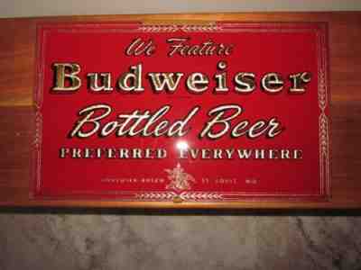 Budweiser Bottled Beer, reverse on glass. Original