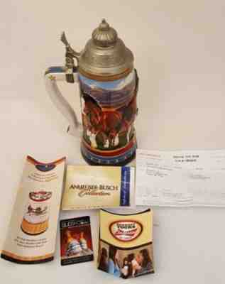 Budweiser stein Clydesdales Running Free 2006 + paperwork 12.5