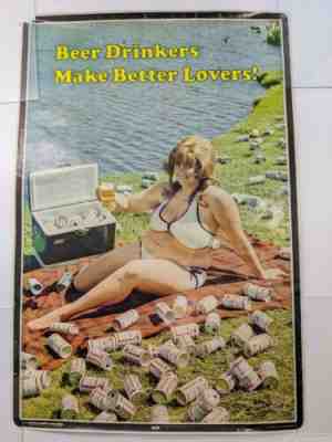 Beer Drinkers Make Better Lovers 1974 Budweiser Poster Vintage Bikini Eugene OR