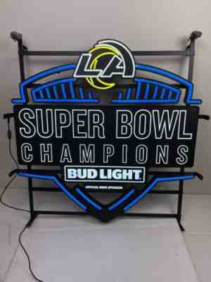 LA RAMS Super Bowl Champions Bud Light LED Neon Sign Man Cave Game Room