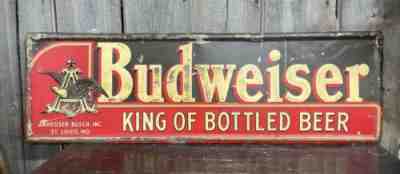 Vintage 1930-40s Post Prohibition Budweiser Beer Bar Horizon Sign KILLER PATINA