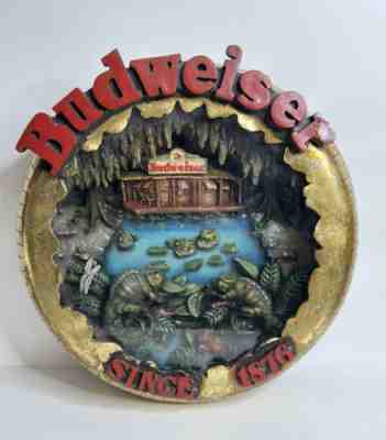 A. Busch Ad Bud Beer Budweiser Bottle Cap Chameleon Lizard Swamp Sign Vintage