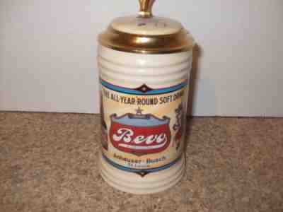 Rare HTF BEVO FOX Anheuser Busch Budweiser Lidded Beer Stein Mug St Louis MO #18