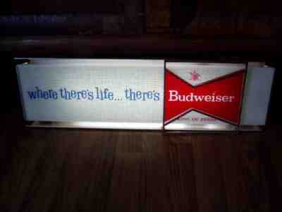 RARE VINTAGE 1961 BUDWEISER LIGHTED BEER SIGN LIGHT WHERE THERE'S LIFE...THERE'S