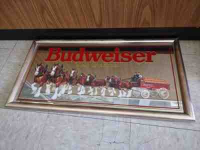 Vintage 1992 Budweiser Clydesdale King Of Beers Mirrored Beautiful Sign 27x14