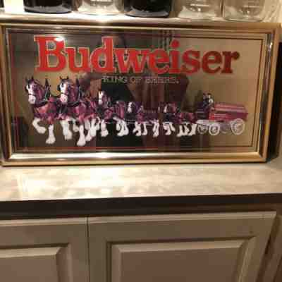 Vintage 1992 Budweiser Clydesdale King Of Beers Mirror / Mirrored Sign 27â? X 14â?