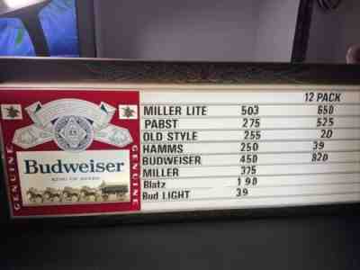 VINTAGE BUDWEISER BEER LIGHTED SIGN w/ Menu Board 1970's Working