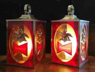 Pair of Vintage 1968 Budweiser Lanterns Lights