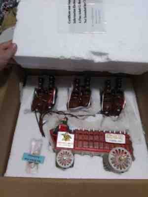 Hawthorne Village Budweiser Clydesdale 1933 Prohibition Era Beer Wagon Christmas