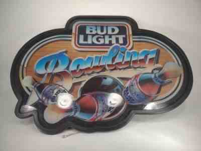 Vintage 1986 Bud Light Up Bowling Beer Sign 28