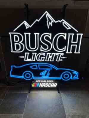 BUSCH LIGHT BEER NASCAR RACING CAR LED LIGHT UP BACK BAR SIGN NEW MIB