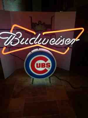 Budweiser beer chicago Cubs MLB baseball neon light up sign Wrigley field ivy