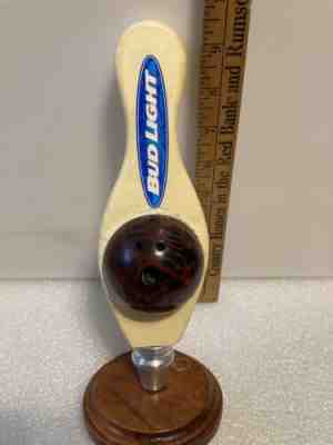 RARE BUD LIGHT BOWLING BALL AND PIN draft beer tap handle. ANHEUSER BUSCH. USA.