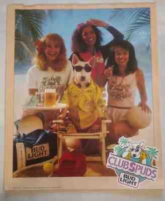 Vintage Original 1988 Budweiser Bud Light Club Spuds Mackenzie Poster 14