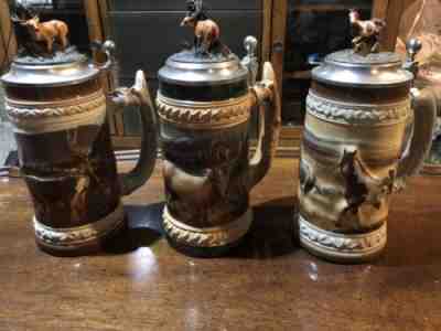 Budweiser Anheuser Busch Animals of the Prairie Steins: Mule Deer, Elk, Mustang