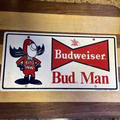 Bud Man Budweiser License Plate Beer Vintage Metal 1972