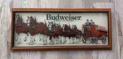 1930s Post Prohibition Antique Budweiser Reverse Painted Glass Sign Advertising