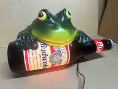 Vintage Budweiser Beer Frog Light Sign w/ Sound 1995 Anheuser Busch Tested Works