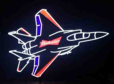 NEW Budweiser Beer Jet Fighter Airplane LED Bar Sign Light