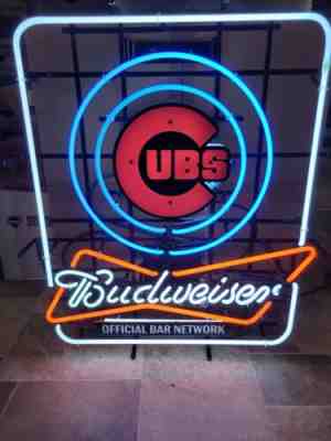 Budweiser beer chicago Cubs MLB NETWORK baseball neon light up sign Wrigley 2022