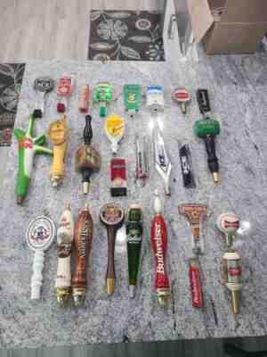 HUGE VINTAGE BEER TAP HANDLE LOT 27 DIFFERENT TAPS SOME VERY RARE HARD TO FIND!!