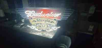 Budweiser Sturgis 70th Anniversary Beer Sign bar neon lighted very rare 2008 htf