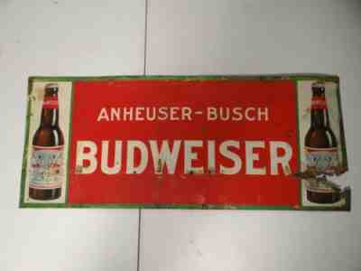 Scarce c1926 Budweiser Near Beer Prohibition Era Tin Advertising Sign St Louis