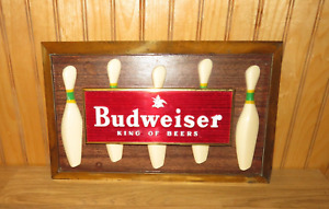 Vintage 1950's Budweiser Beer sign 3D Bar Bowling Metal Sign King Of Beers RMPA