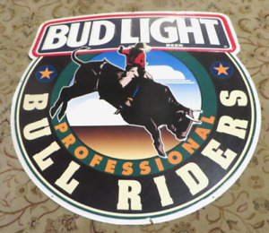 1994 BUD LIGHT Professional BULL RIDERS Cowboy embossed tin Beer Sign 32x31